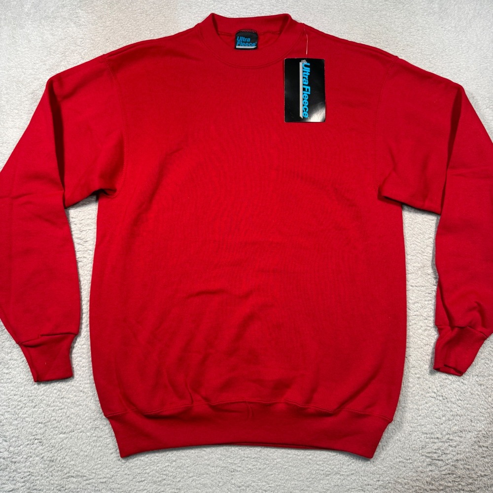Tultex Sweatshirt Mens Medium Red Ultra Fleece Crewneck VTG 90s Made in USA NWT